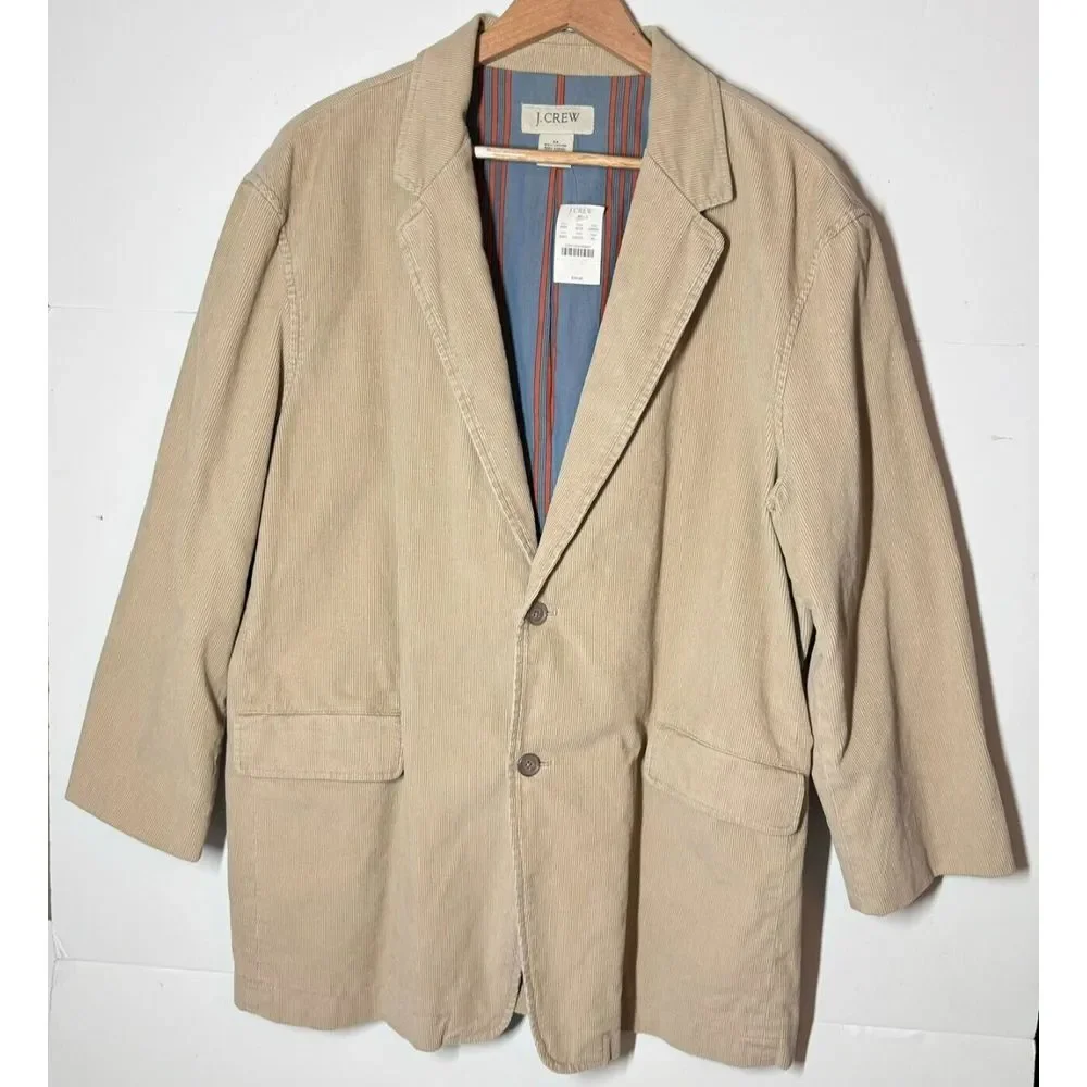Vtg J Crew Corduroy Blazer Mens XL NEW Tan Brown Academia‎ Classic Deadstock